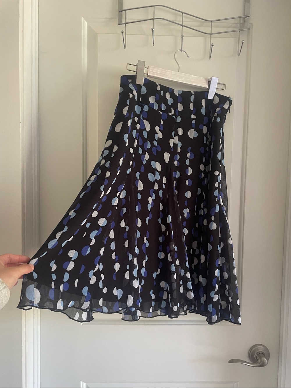 Vintage Jessica Black and Blue Polkadot Pattern Skirt